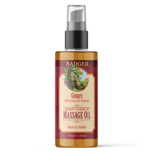 BADGER MASSAGE OIL GINGER 4 OZ