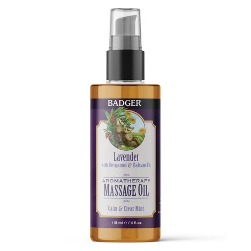 BADGER MASSAGE OIL LAVENDER 4 OZ