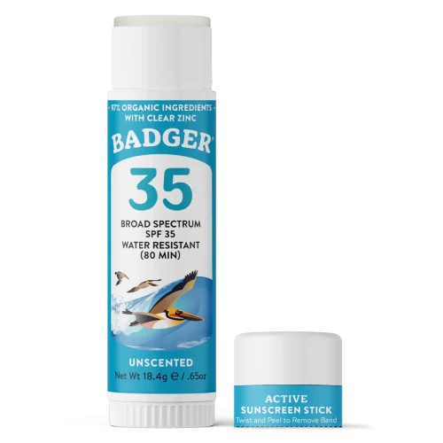 BADGER SPF 35 ACTIVE MINERAL SUNSCREEN FACE STICK .65OZ