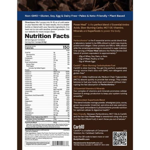 BH PERFECTAMINO POWER MEAL CHOCOLATE - 29.3 OZ - Image 3