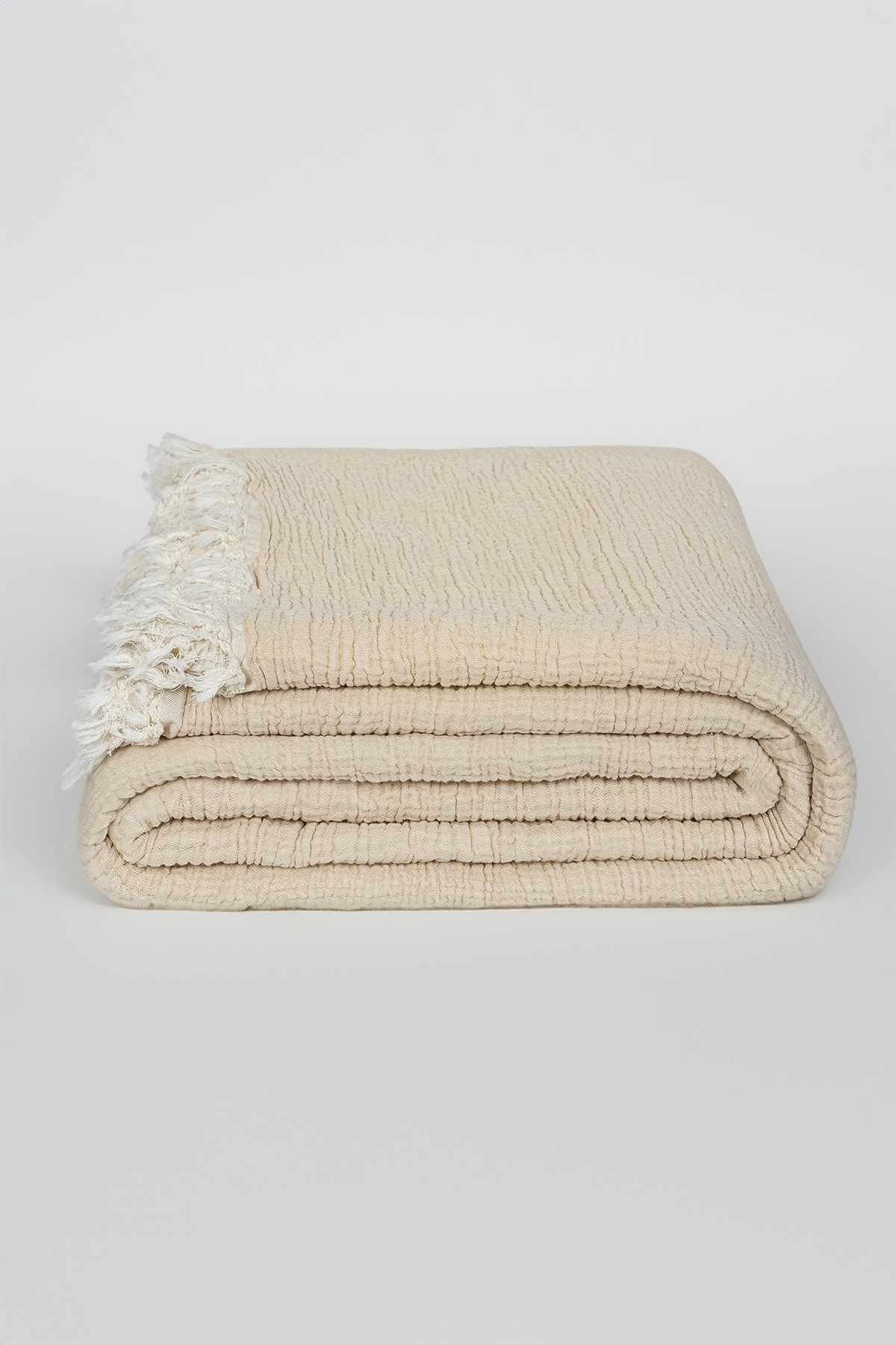 CRINKLED MUSLIN BLANKET BEIGE