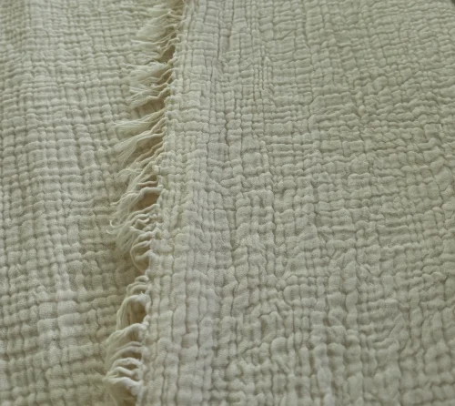 CRINKLED MUSLIN BLANKET MUSTARD - Image 3