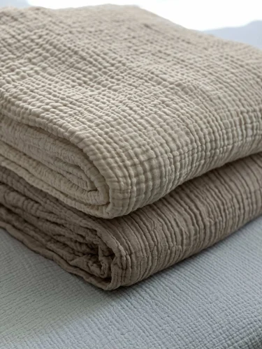 CRINKLED MUSLIN BLANKET TERRACOTTA - Image 3