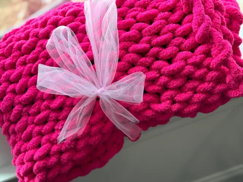 CHUNKY KNIT BLANKET PINK