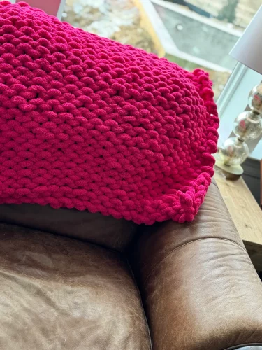 CHUNKY KNIT BLANKET PINK - Image 4