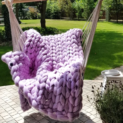 CHUNKY KNIT BLANKET LAVENDER - Image 2
