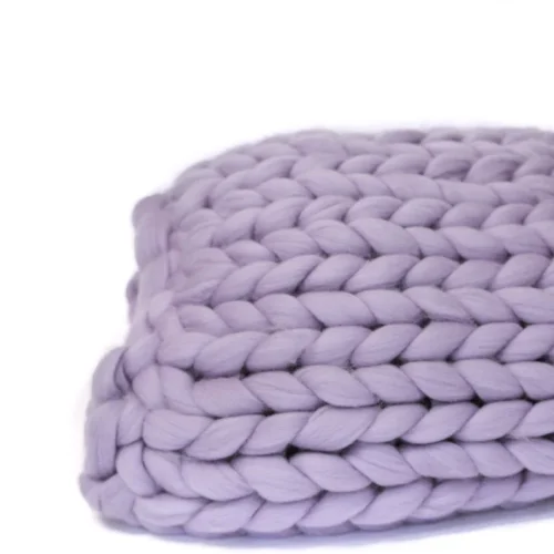 CHUNKY KNIT BLANKET LAVENDER - Image 3
