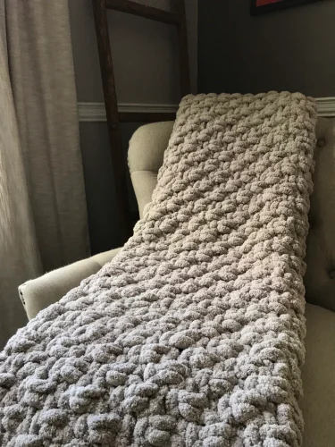 CHUNKY KNIT BLANKET GREY - Image 3