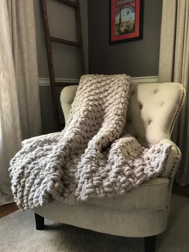 CHUNKY KNIT BLANKET GREY