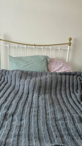 CHUNKY KNIT BLANKET DARK GREY - Image 2