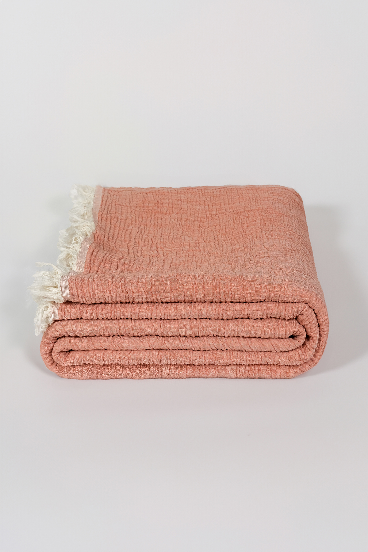 CRINKLED MUSLIN BLANKET TERRACOTTA