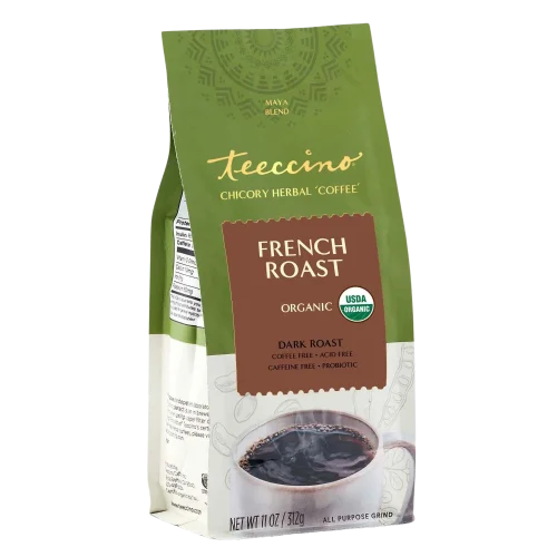 TEECCINO FRENCH ROAST CHICORY HERBAL COFFEE 11 OZ BAG