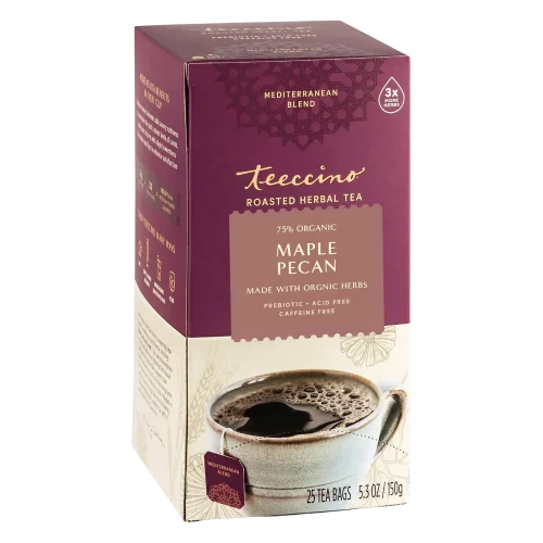 TEECCINO MAPLE PECAN ROASTED HERBAL TEA - 25 TEA BAGS