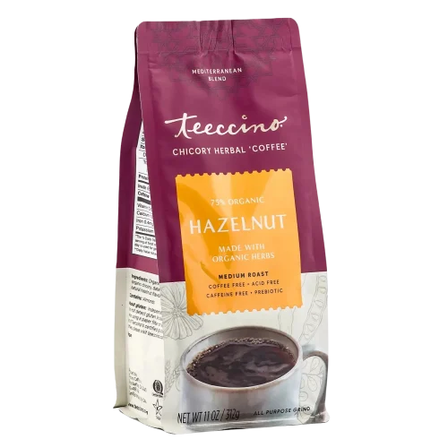 TEECCINO HAZELNUT CHICORY HERBAL COFFEE 11 OZ BAG