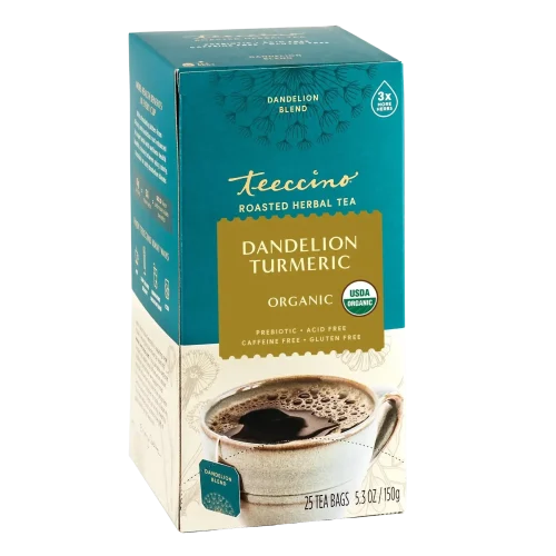 TEECCINO DANDELION TURMERIC ROASTED HERBAL TEA - 25 TEA BAGS