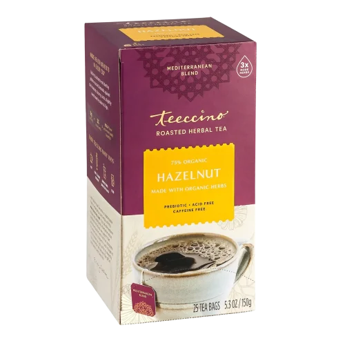 TEECCINO HAZELNUT ROASTED HERBAL TEA - 25 TEA BAGS