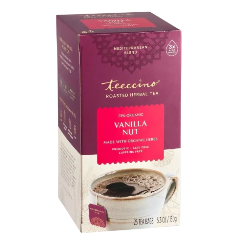TEECCINO VANILLA NUT ROASTED HERBAL TEA - 25 TEA BAGS