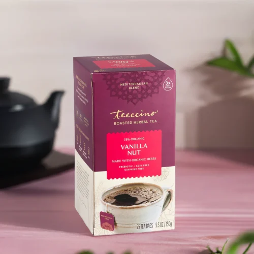 TEECCINO VANILLA NUT ROASTED HERBAL TEA - 25 TEA BAGS - Image 3