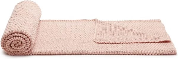 CHUNKY KNIT BLANKET DUSTY PINK - Image 2