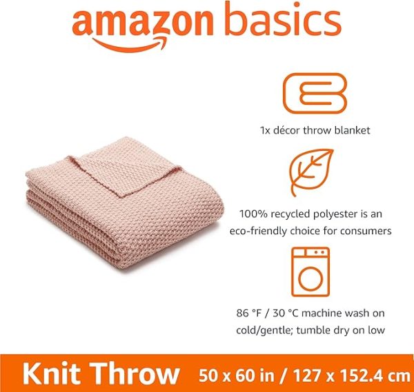 CHUNKY KNIT BLANKET DUSTY PINK - Image 4