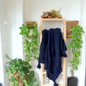 CHUNKY KNIT BLANKET BLUE