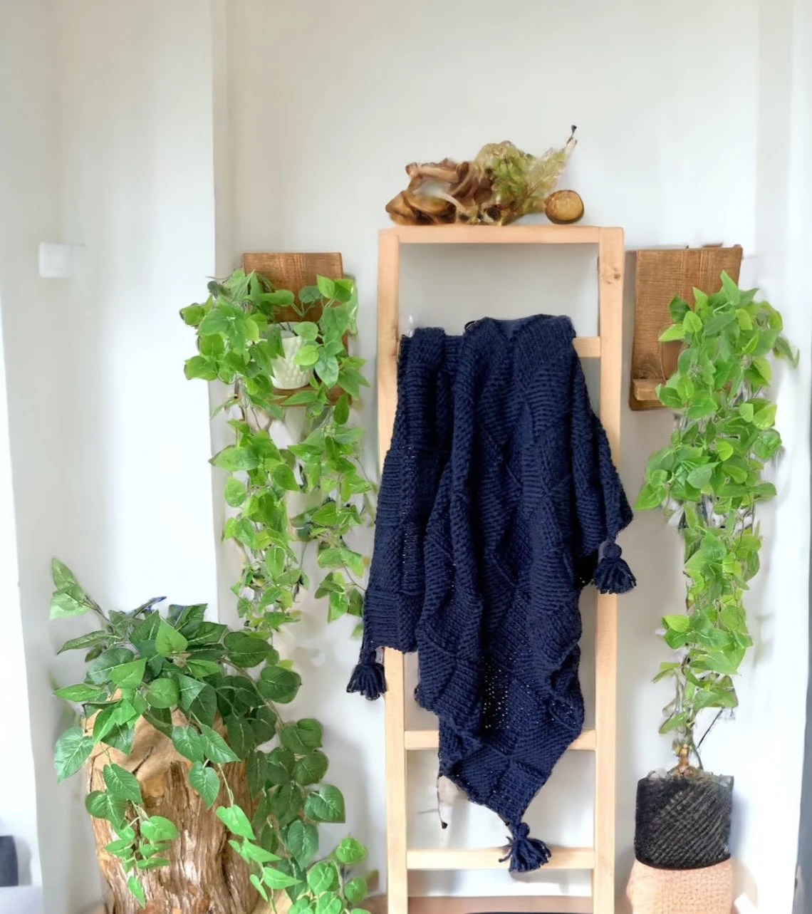 CHUNKY KNIT BLANKET BLUE