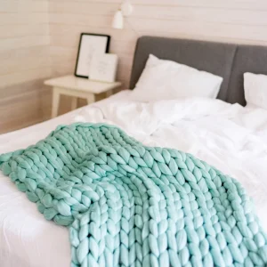 CHUNKY KNIT BLANKET MINT