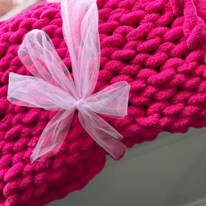 CHUNKY KNIT BLANKET PINK