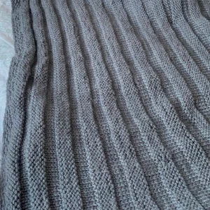 CHUNKY KNIT BLANKET DARK GREY