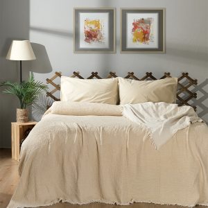 CRINKLED MUSLIN BLANKET BEIGE