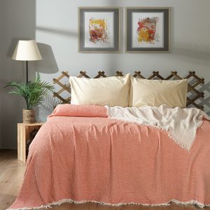 CRINKLED MUSLIN BLANKET TERRACOTTA