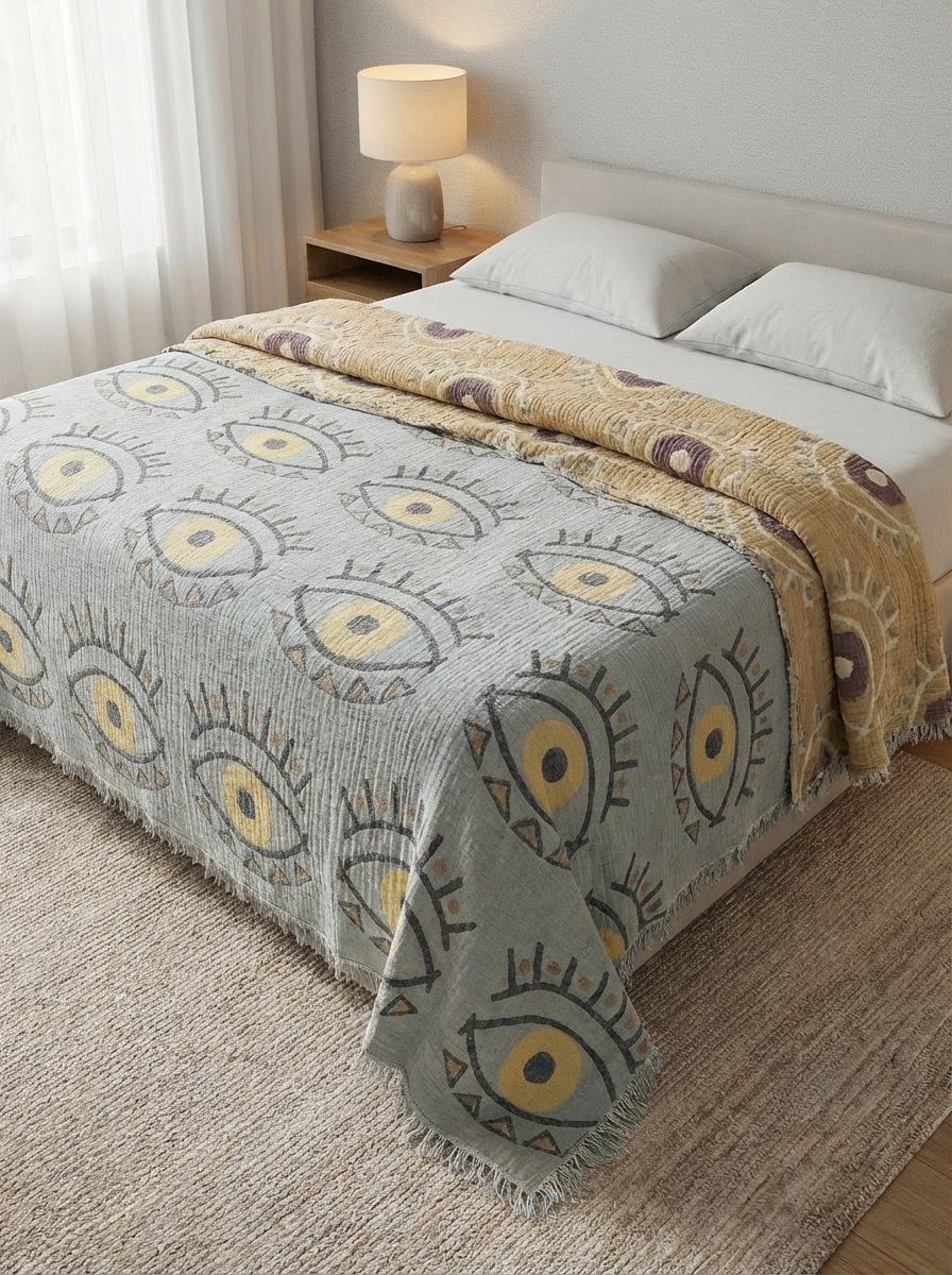 REVERSIBLE 7-LAYER EYE MUSLIN BLANKET